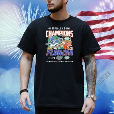 Official Florida Gators Celebrating The Champions Of Gasparilla Bowl At Raymond James Stadium 2024 Dec 20 Mascot Shirt