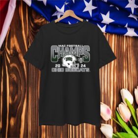 Official Ohio Bobcats 2024 Helmet Football MAC Champions T-Shirts