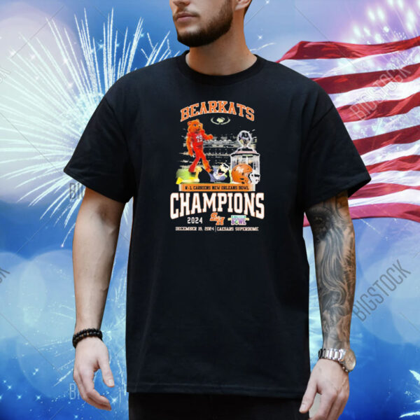 Official Sam Houston Bearkats RL Carriers New Orleans Bowl Champions 2024 December 19 Caesars Superdome Mascot Shirt