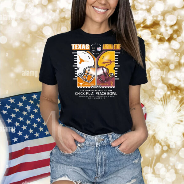 Official Texas Longhorns Vs Arizona State Sun Devils Jan 1 2024 CFP Quarter Final Bound Peach Bowl Shirt