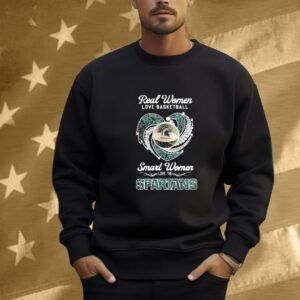 Real Women Love Basketball Smart Women Love The Michigan State Spartans Heart Diamond Shirt