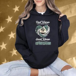 Real Women Love Basketball Smart Women Love The Michigan State Spartans Heart Diamond Shirt