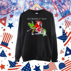 Santa Claus and Elf play hockey he’s checking it twice Shirt