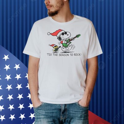 Snoopy and Woodstock tis the season to rock Christmas Shirt