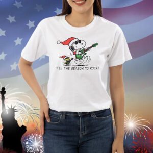 Snoopy and Woodstock tis the season to rock Christmas Shirt