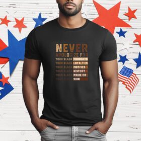 Never Apologize For Your Black Thoughts Your Black Loyalties Your Black History T-Shirt