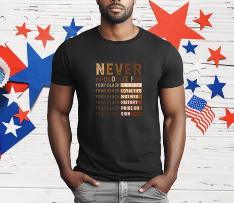 Never Apologize For Your Black Thoughts Your Black Loyalties Your Black History T-Shirt