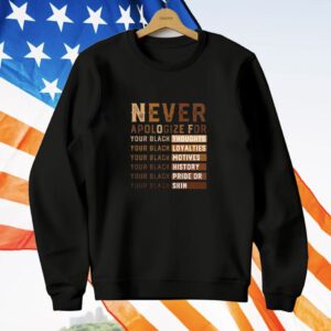 Never Apologize For Your Black Thoughts Your Black Loyalties Your Black History T-Shirt