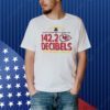 Kansas City Chiefs caution hearing protection required 142.2 decibels 2024 conference champions Shirt