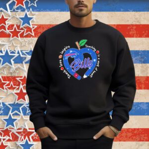 Official Buffalo Bills Teach Love Inspire Teaching Is A Work Of Heart Apple Shirt