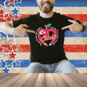 Official Kansas City Chiefs Teach Love Inspire Teaching Is A Work Of Heart Apple Shirt