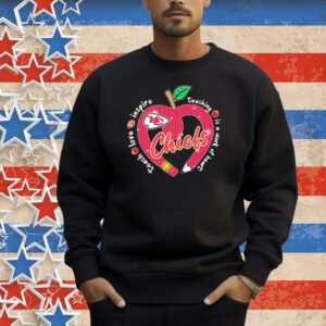 Official Kansas City Chiefs Teach Love Inspire Teaching Is A Work Of Heart Apple Shirt