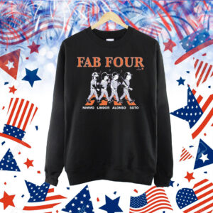 Francisco Lindor, Juan Soto, Pete Alonso, And Brandon Nimmo Fab Four Album Road Abbey Shirt