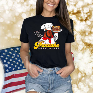 Josh Simmons wearing Trey Smith pancake specialist Shirt