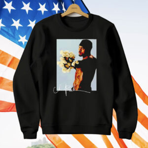 Chris Brown Holding White Roses Romantic Portrait T-Shirt