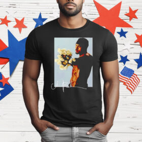 Chris Brown Holding White Roses Romantic Portrait T-Shirt