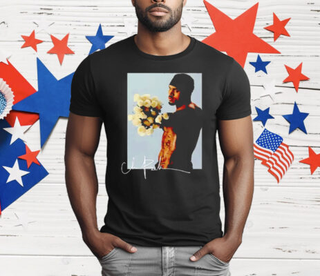 Chris Brown Holding White Roses Romantic Portrait T-Shirt