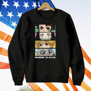 Demon Slayer Group Eyes 4-Panel Black T-Shirt