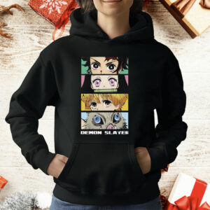 Demon Slayer Group Eyes 4-Panel Black T-Shirt