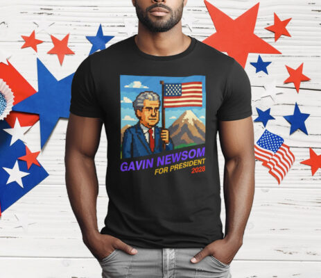 Gavin Newsom 2028 8-Bit Retro T-Shirt