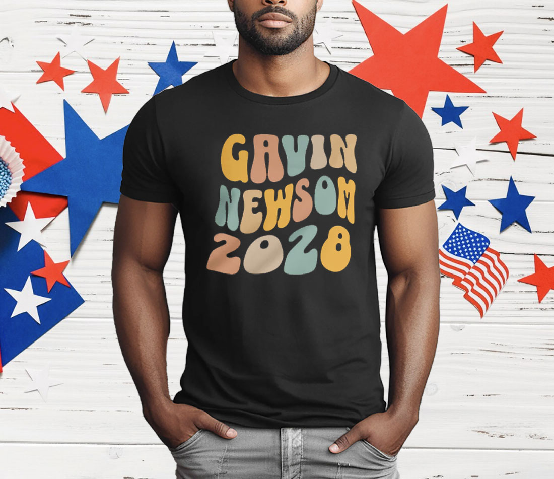 Gavin Newsom 2028 Wavy Letters T-Shirt