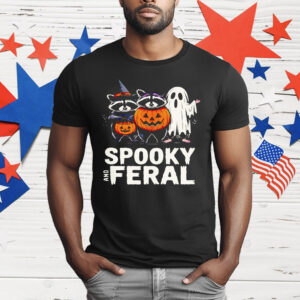 Ghost Raccoon Opossum Spooky And Feral Halloween T-Shirt