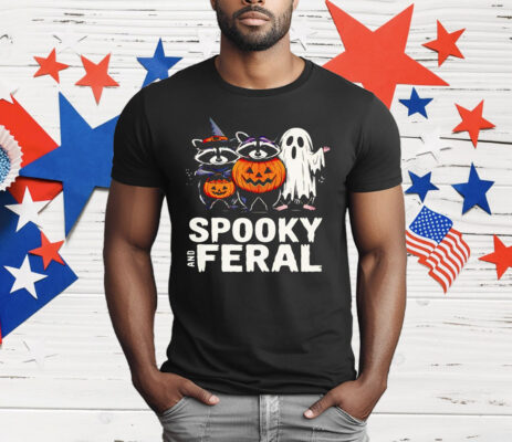 Ghost Raccoon Opossum Spooky And Feral Halloween T-Shirt