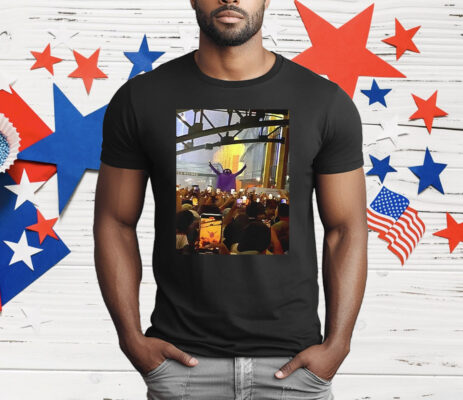 Grimace Monster Chugs Beer In Front Of Huge New York Mets T-Shirt