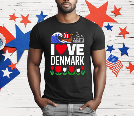 I love Denmark Viking Ship Tulip T-Shirt