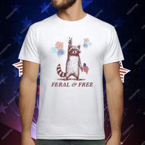Raccoon Feral And Free Patriotic 4th Of July T-Shirt