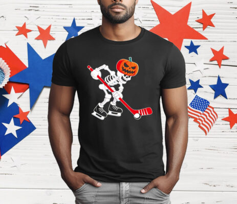 Skeleton Ice Hockey Halloween T-Shirt