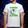 Skeleton Pumpkin Surfing Summer Hater T-Shirt