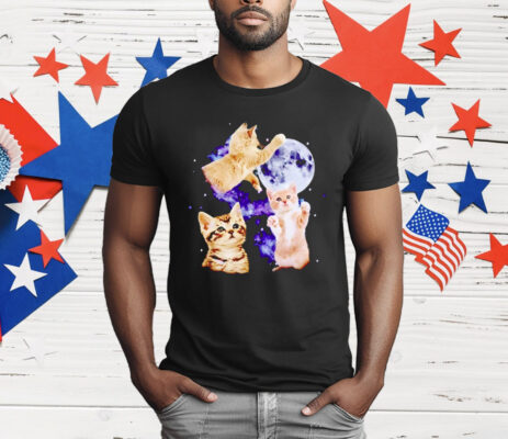 Three Cats Moon Retro T-Shirt