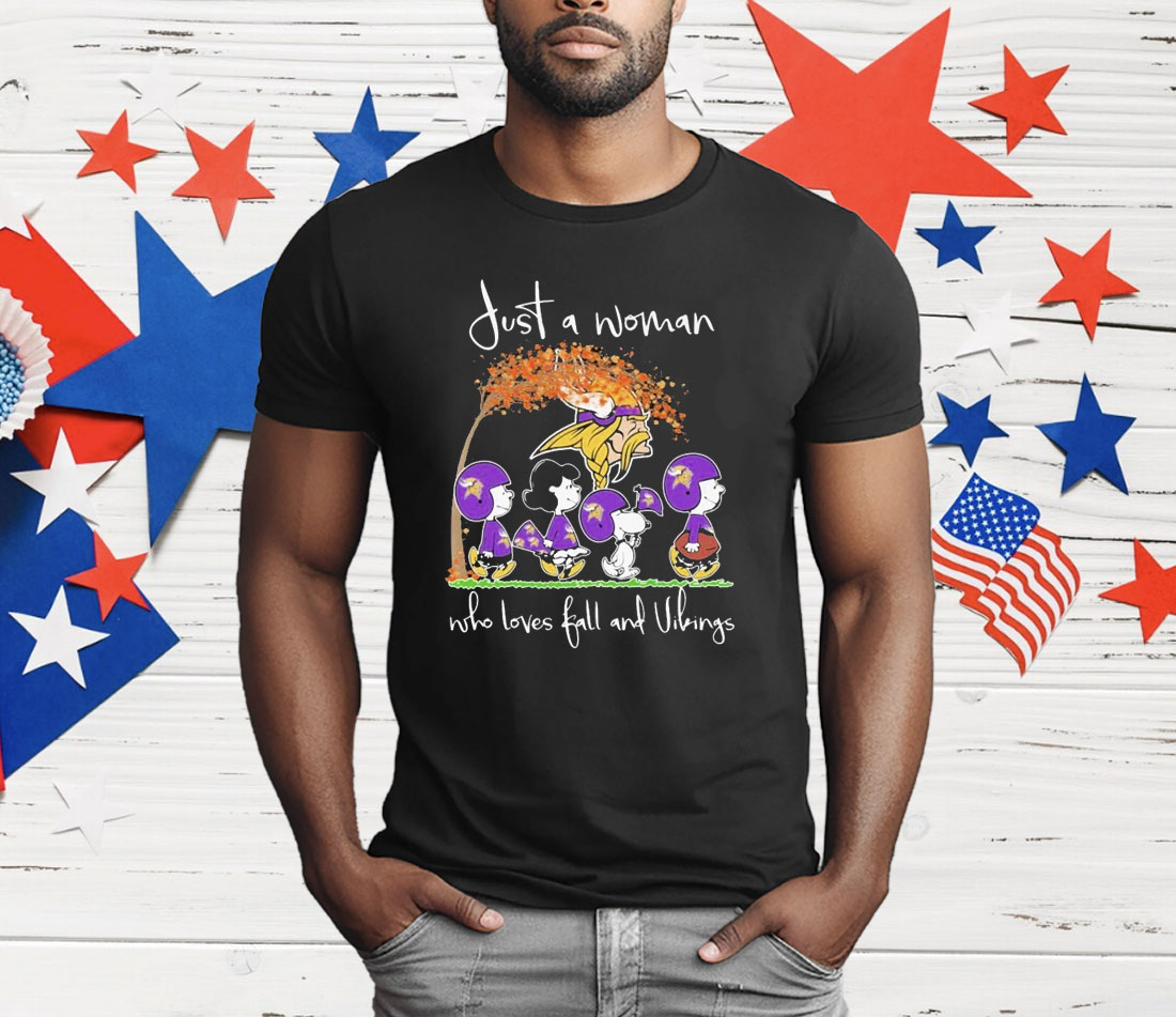 Just A Woman Who Loves Fall And Vikings T-Shirt